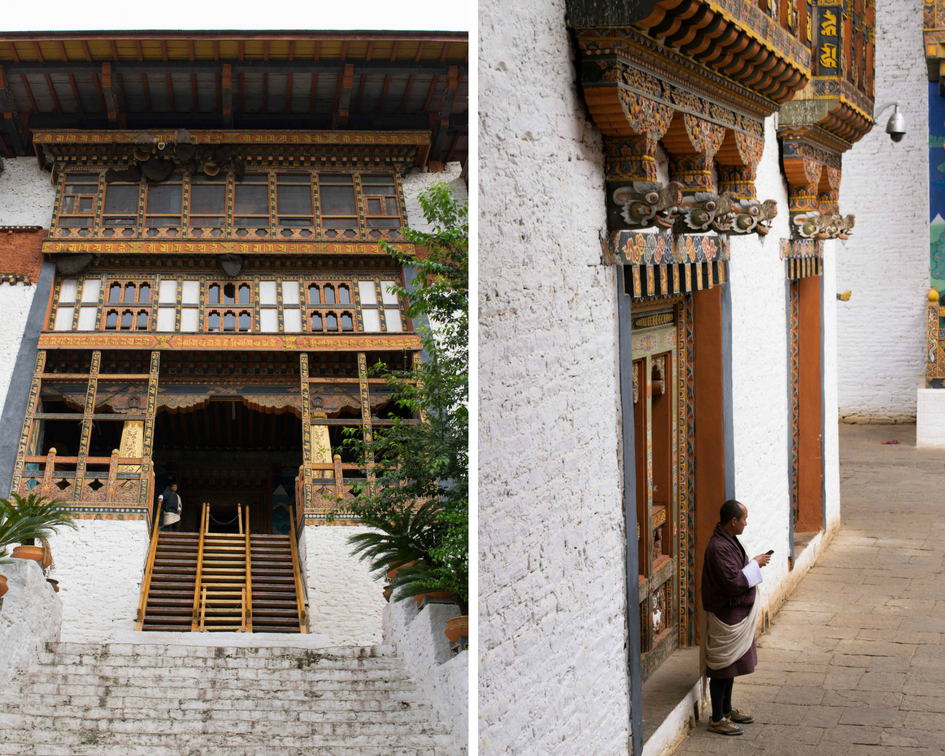 Atrações Imperdíveis no Butão. Um pouco do interior do Phunakha Dzong no Butão.