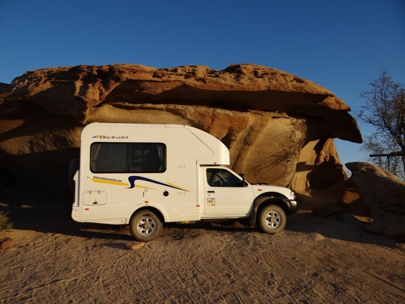 viagem para a Namíbia: Já com um motorhome ou campervan você nem tem trabalho de abrir a barraca: o quarto e a cozinha são dentro do carro. Foto: Drive South Africa.