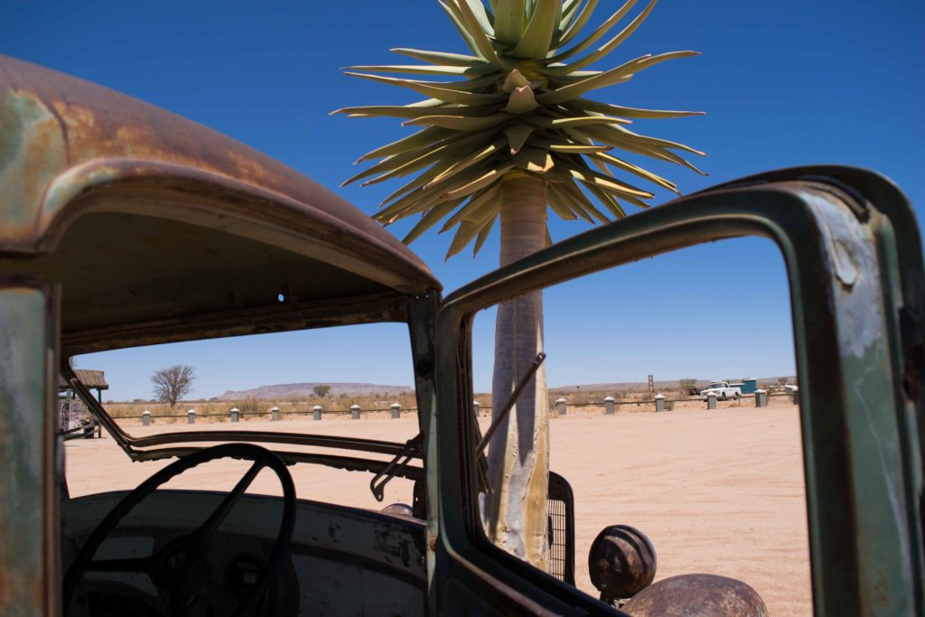 Divirta-se entre os carros antigos da Canon Roadhouse! Viajar para Namibia.