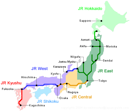 Mapa por regiões do JR Pass - como usar.